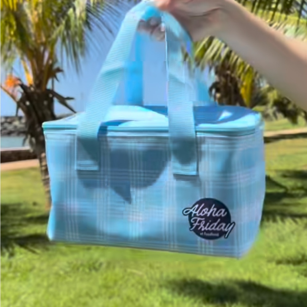 Foodland palaka cooler bag (baby blue)
